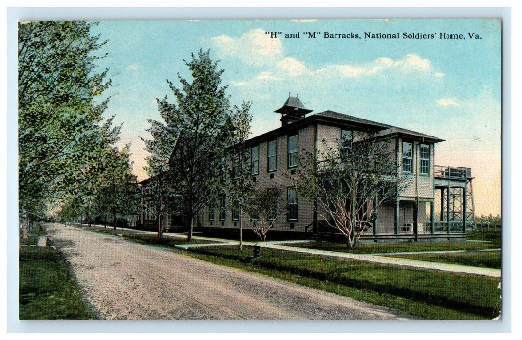 1912 "H" and "M" Barracks, National Soldiers Home, Virginia VA Postcard