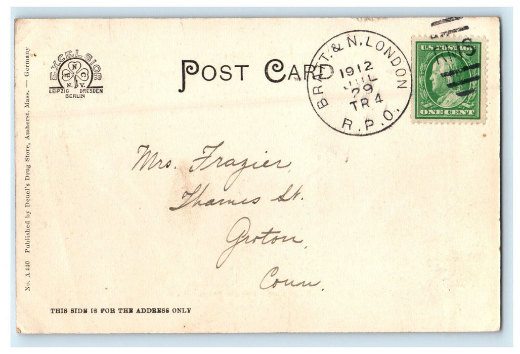 1912 Horse Shoe, Holyoke Range Massachusetts MA Posted Antique RPO Postcard