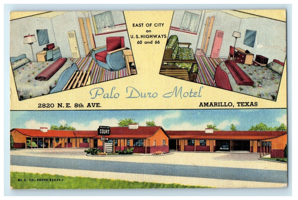 1952 Palo Duro Court N.E 8th Avenue Room View Amarillo Texas TX Postcard