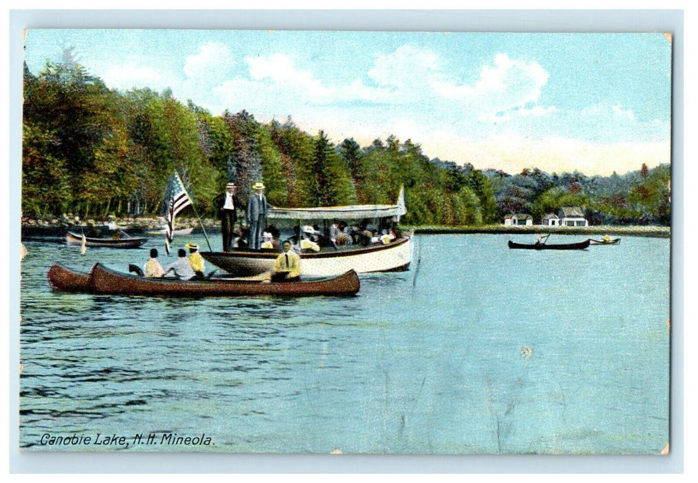 c1910 Canobie Lake Boat Canoes Mineola New Hampshire NH Antique Postcard