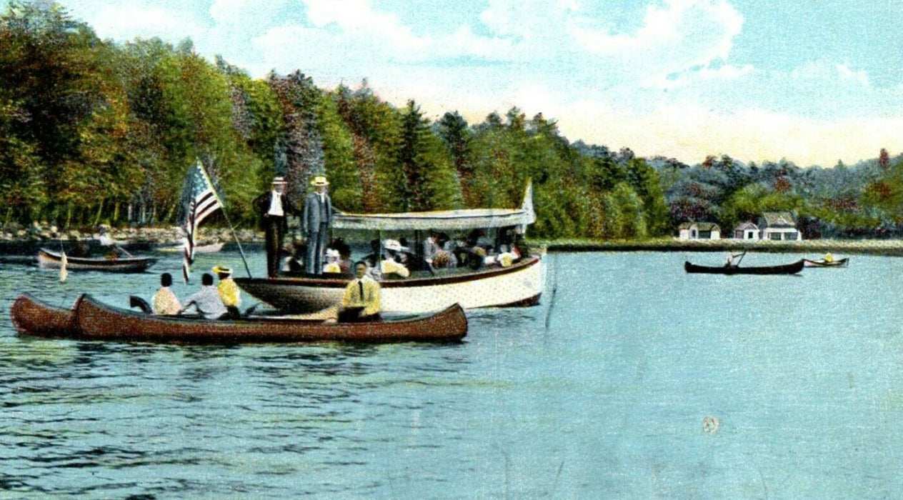 c1910 Canobie Lake Boat Canoes Mineola New Hampshire NH Antique Postcard