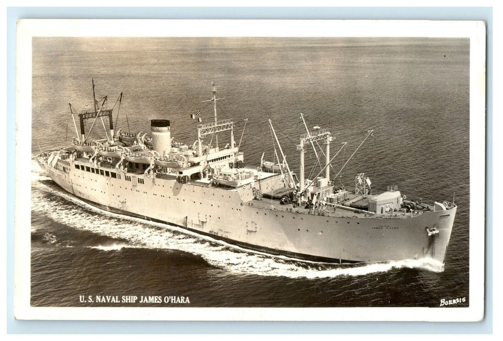 1942 USS James O'Hara Tacoma Washington Transport Ship RPPC Photo Postcard