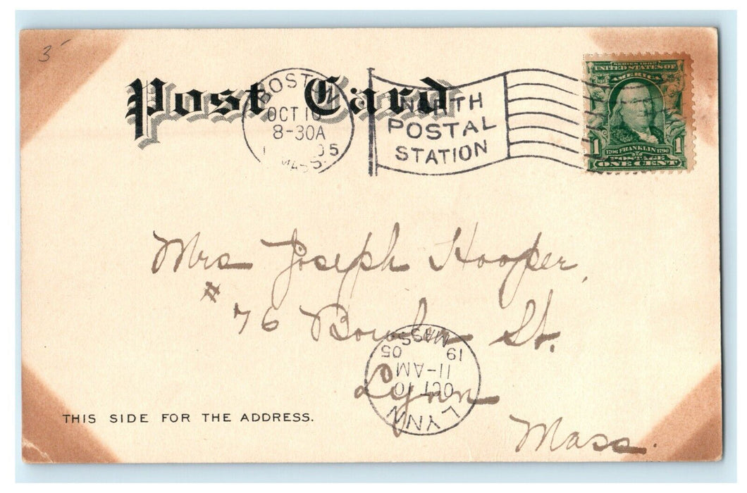 1905 North Station Trolley Passenger Boston Massachusetts MA Antique Postcard