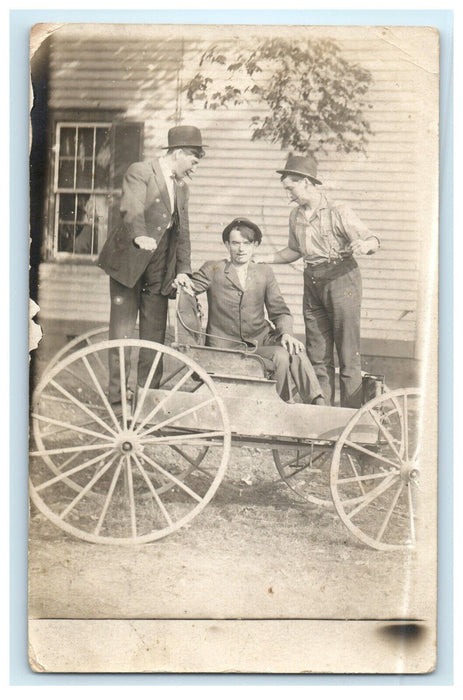 1910 Friends Smoking Cigar Wagon Smithfield West Virginia WV RPPC Photo Postcard