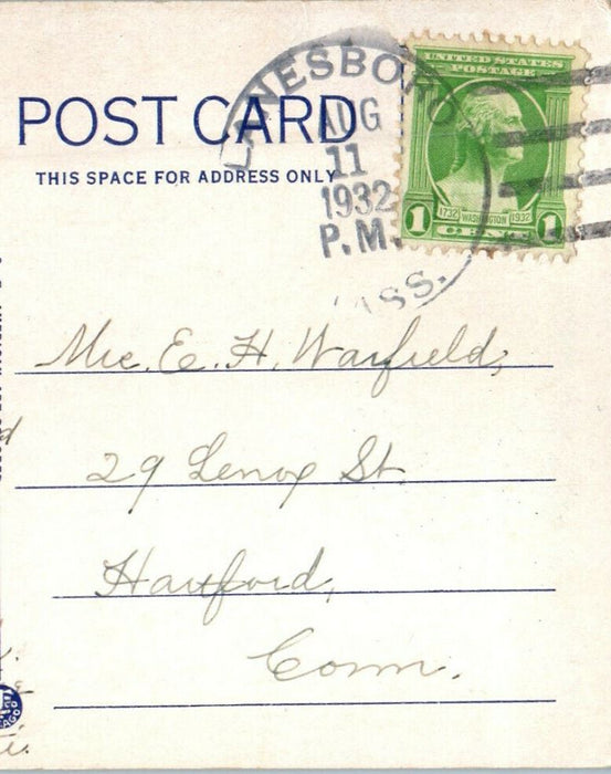 1932 Balance Rock, Pittsfield, Massachusetts MA Posted Vintage Postcard