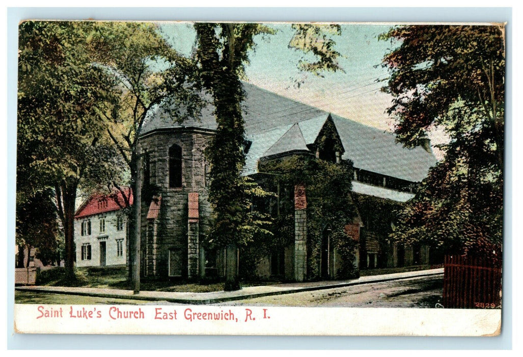 1908 Saint Luke's Church, Rhode Island RI Antique Posted Postcard