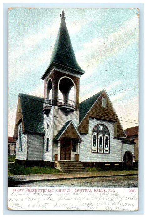 1907 First Presbyterian Church, Central Falls Rhode Island RI Postcard