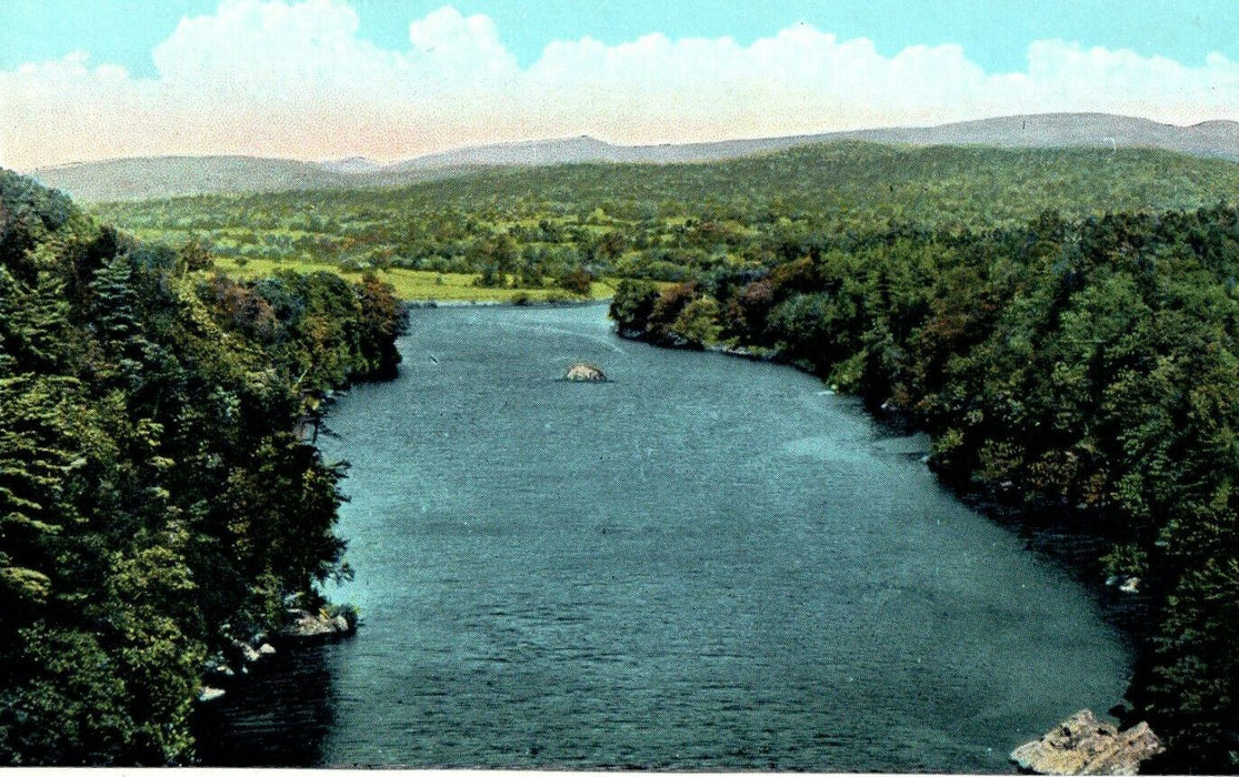 c1930s Bridge Showing French King Rock, Greenfield, Massachusetts MA Postcard