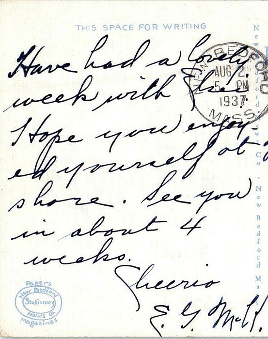 1937 The Angelus Woods Hole Cape Cod Massachusetts MA Posted Vintage Postcard