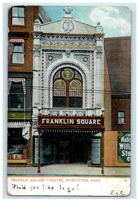 c1905s Franklin Square Theater, Worcester Massachusetts MA Posted Postcard