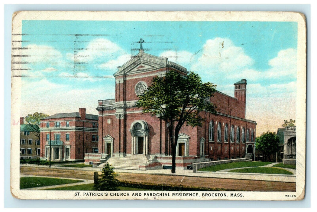 St. Patrick's Church And Parochial Residence Brockton Massachusetts MA Postcard