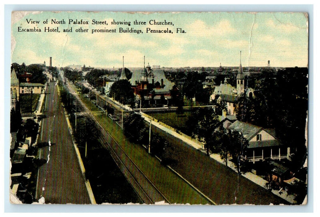 1908 View of North Palafox Street, Pensacola Florida FL Antique Postcard