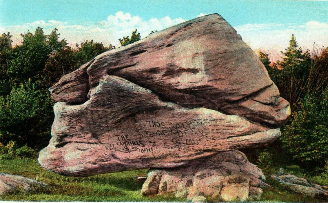 1930 Balance Rock View, Pittsfield, Massachusetts MA Posted Vintage Postcard