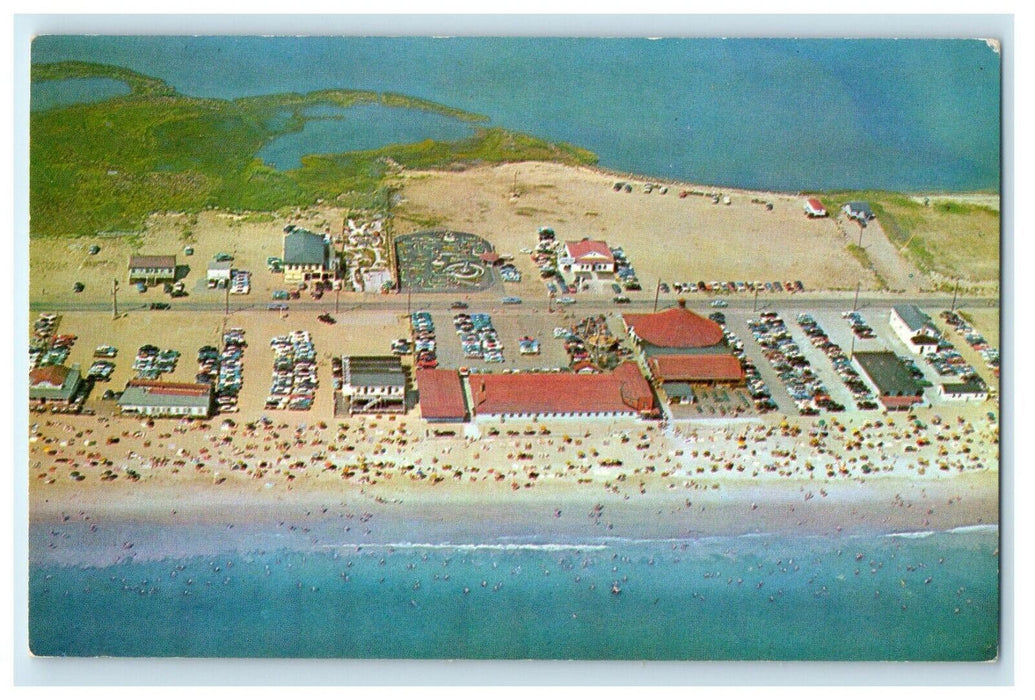 1954 Aerial View of Atlantic Beach, Misquamicut Rhode Island RI Postcard