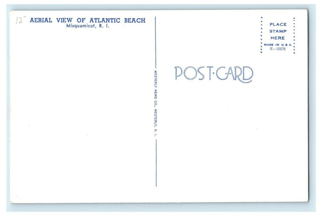 1954 Aerial View of Atlantic Beach, Misquamicut Rhode Island RI Postcard