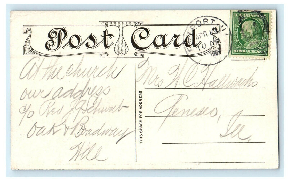 1909 Oak Evangelical Church and Parsonage Freeport Illinois IL Postcard
