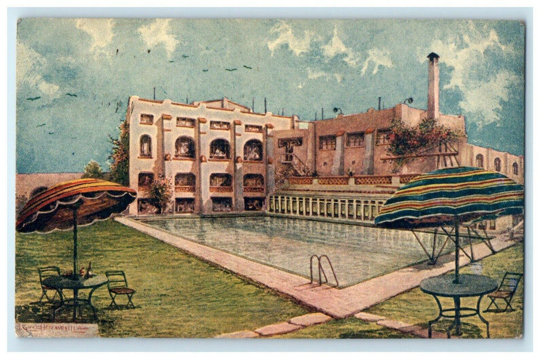 c1910 Swimming Pool Hotel Chula Vista Cuernavaca Morelos Mexico Antique Postcard