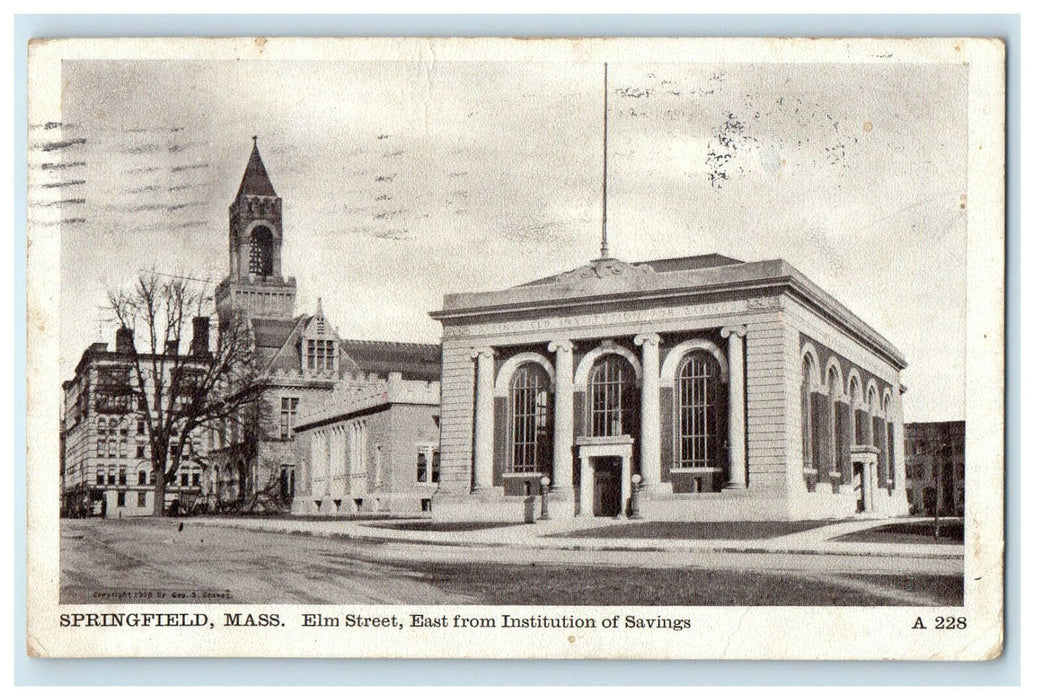 1909 Elm Street, Institution of Savings, Springfield Massachusetts MA Postcard