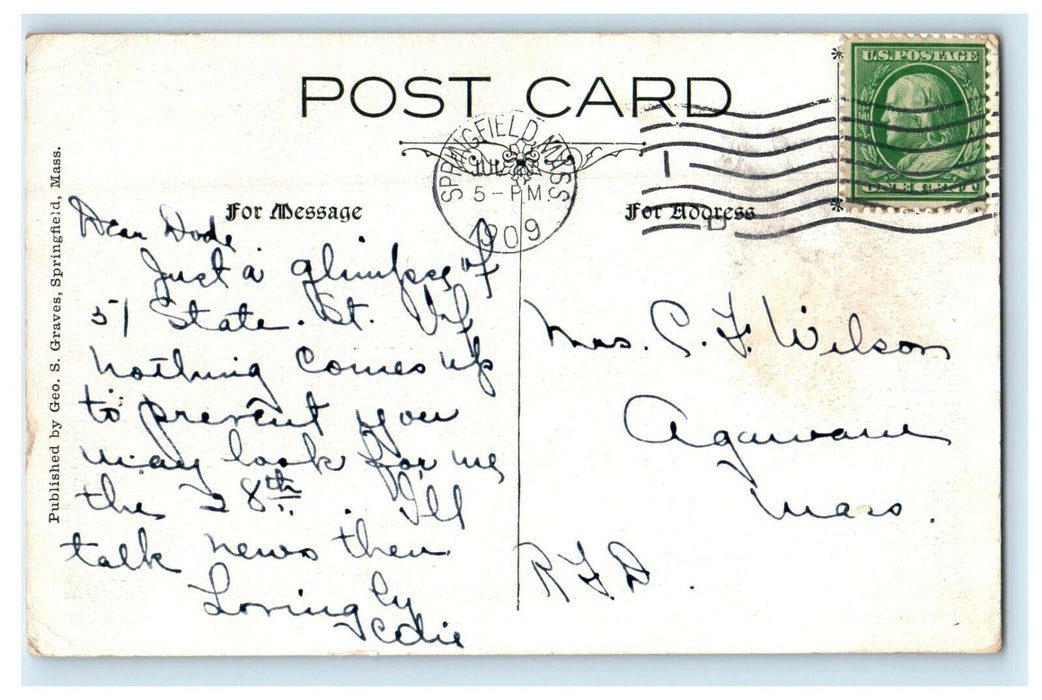 1909 Elm Street, Institution of Savings, Springfield Massachusetts MA Postcard