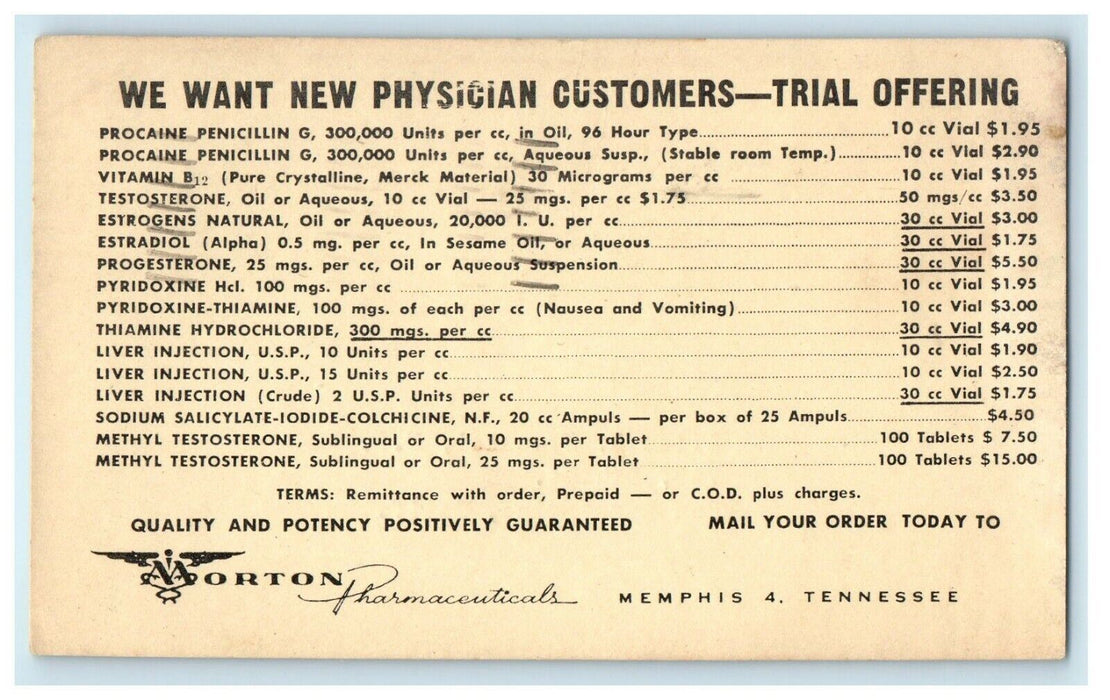 c1950's Morton Company Advertising San Bernardino California CA Postcard