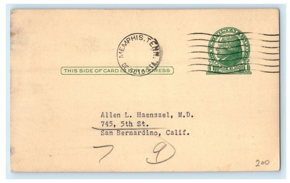 c1950's Morton Company Advertising San Bernardino California CA Postcard