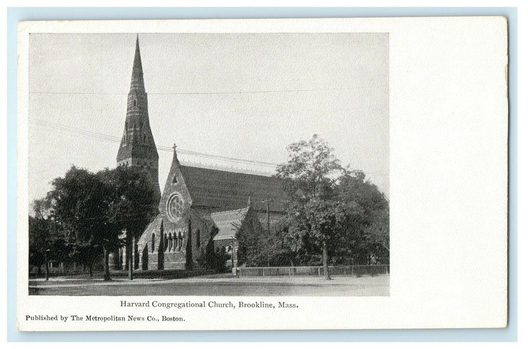Harvard Congregational Church Brookline Massachusetts MA Undivided Back Postcard