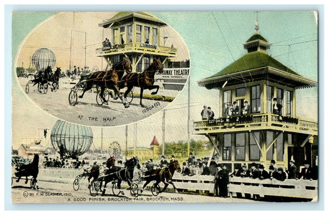 A Good Finish Brockton Fair Horse Show Brockton Massachusetts MA Postcard