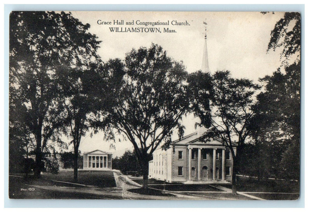 c1920 Grace Hall & Congregational Church, Williamstown Massachusetts MA Postcard