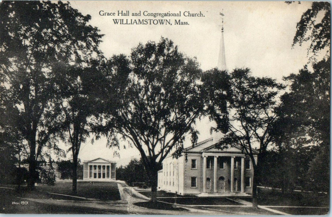 c1920 Grace Hall & Congregational Church, Williamstown Massachusetts MA Postcard