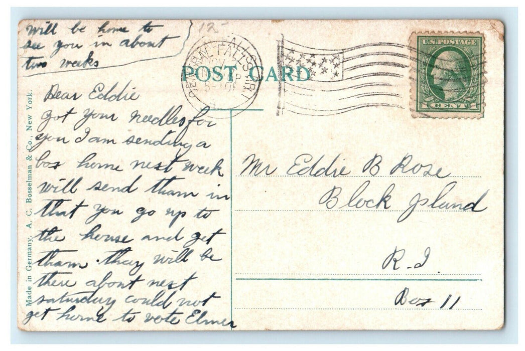 1914 US Cotton Co Central Falls Rhode Island RI Antique Postcard