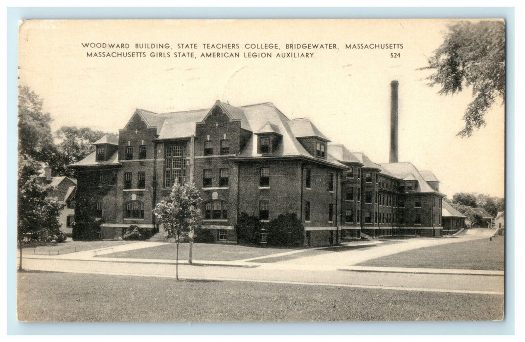 1954 Woodward Building State Teachers Girls College Bridgewater MA Postcard