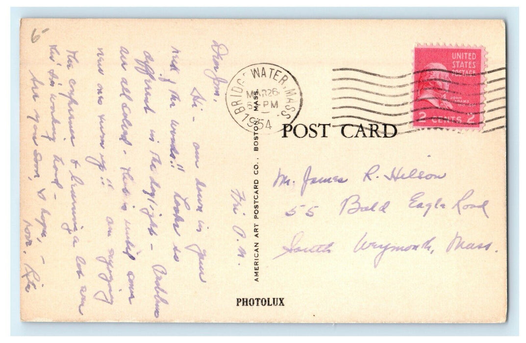 1954 Woodward Building State Teachers Girls College Bridgewater MA Postcard