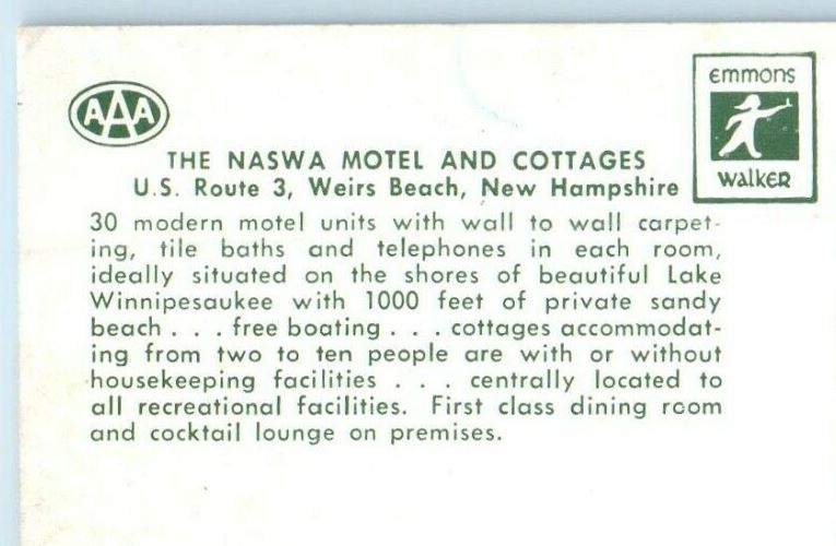 The Naswa Motel And Cottages Boat Weirs Beach New Hampshire NH Vintage Postcard