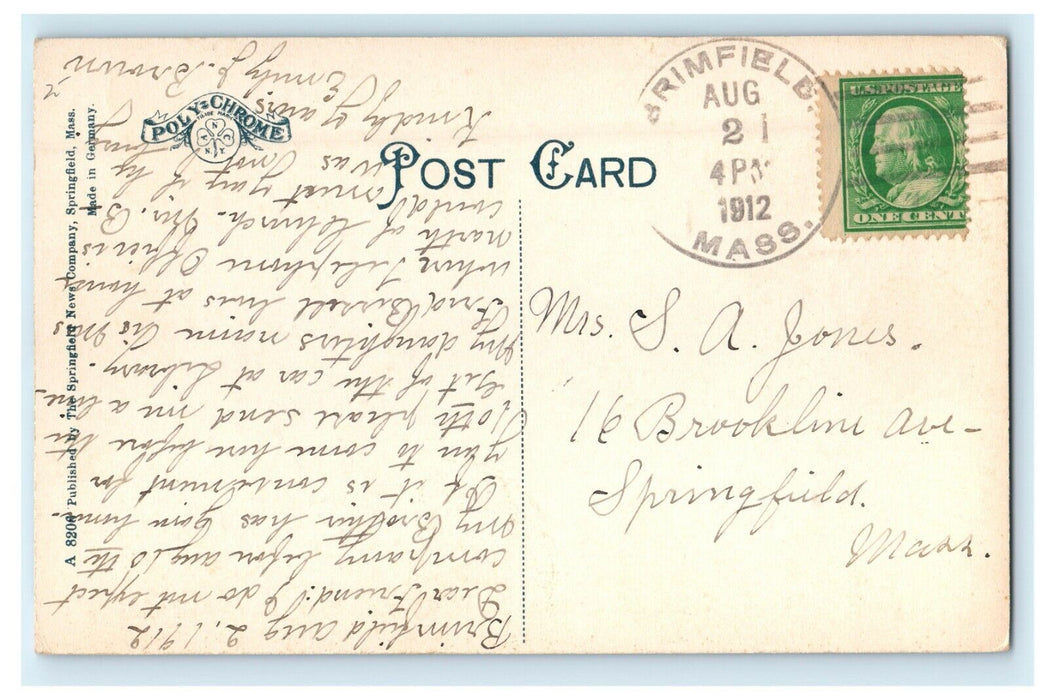 1912 Daniel Lincoln Memorial Library Brimfield Massachusetts MA Antique Postcard