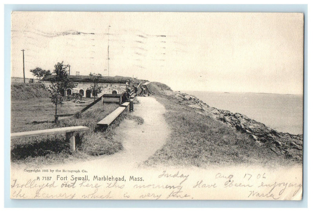 1906 Fort Sewall, Marblehead, Massachusetts MA Antique Posted Postcard