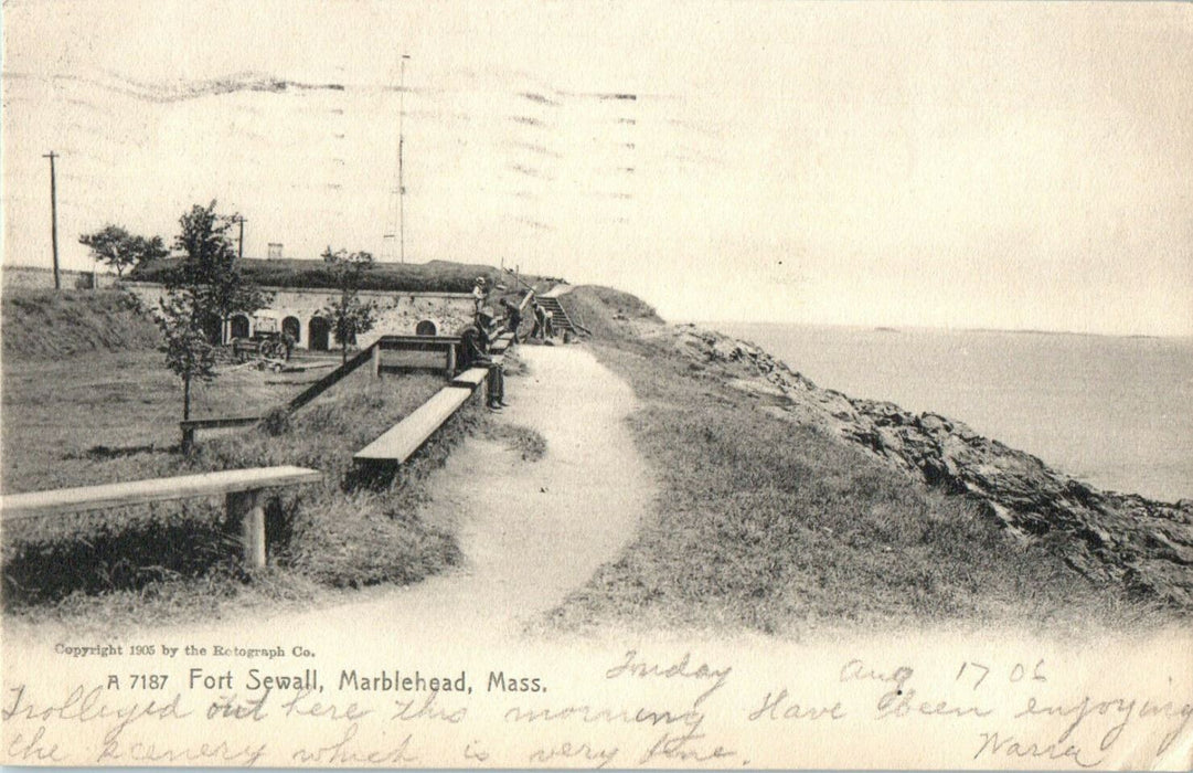 1906 Fort Sewall, Marblehead, Massachusetts MA Antique Posted Postcard