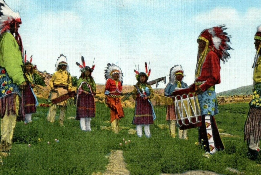 Pueblo Indians Teaching Children Ancient Ceremonials New Mexico Postcard