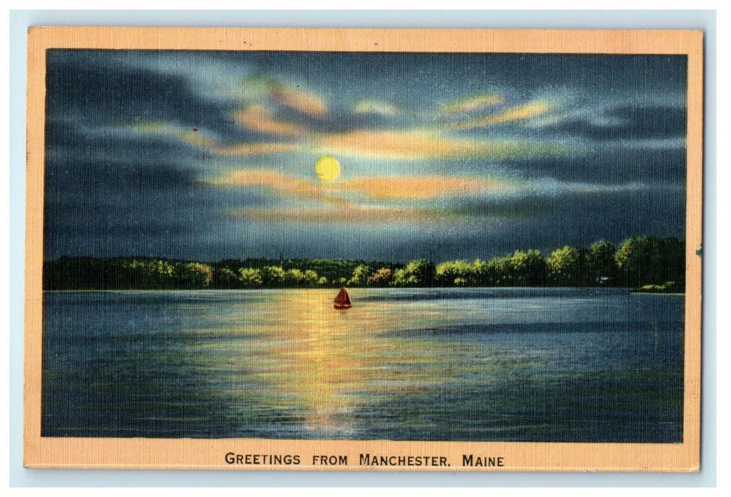 c1930s Greetings From Manchester Maine ME Vintage Unposted Postcard