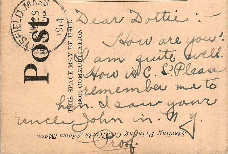 1914 Courier Hall, Williams College, Williamstown Massachusetts MA Postcard