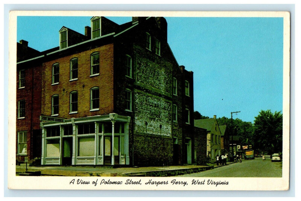 c1930's A View Of Potomac Street Coca Cola Building Harpers Ferry WV Postcard