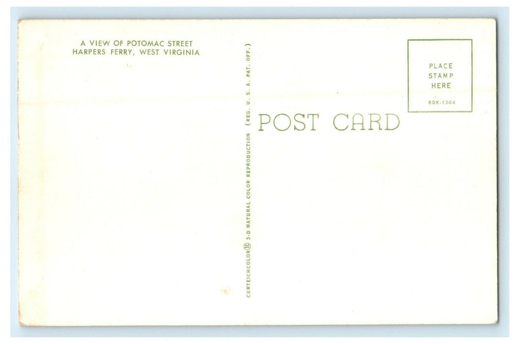 c1930's A View Of Potomac Street Coca Cola Building Harpers Ferry WV Postcard