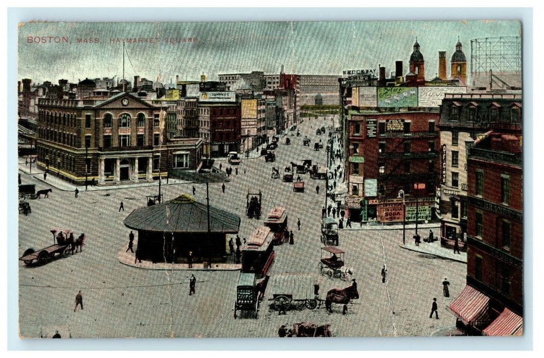 1909 Haymarket Square Buildings Boston Massachusetts MA Antique Postcard
