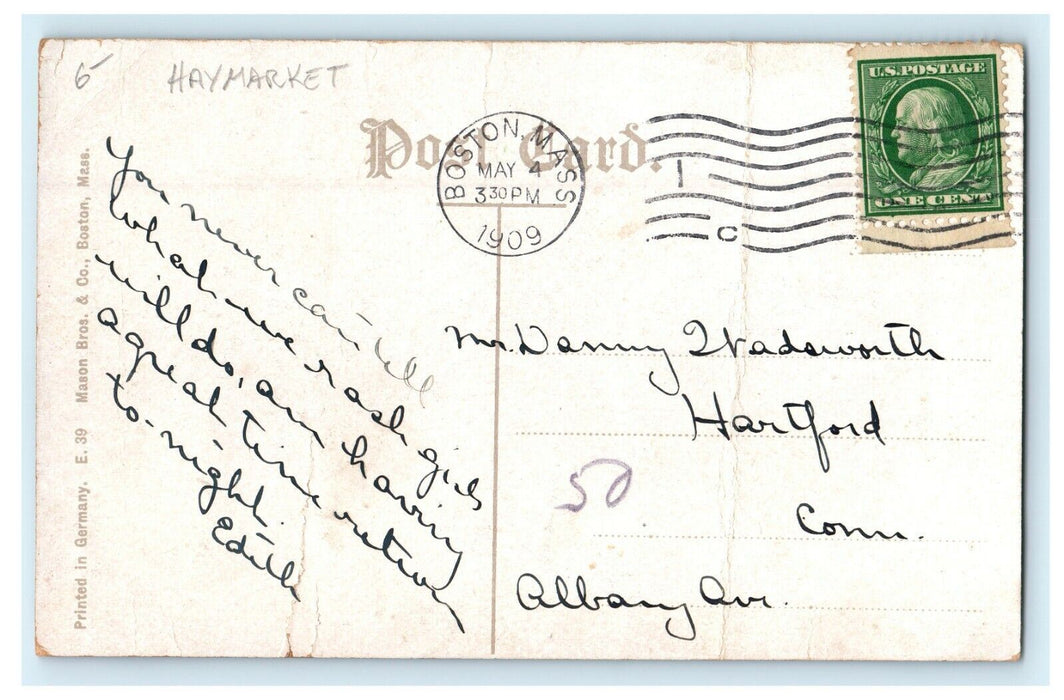 1909 Haymarket Square Buildings Boston Massachusetts MA Antique Postcard