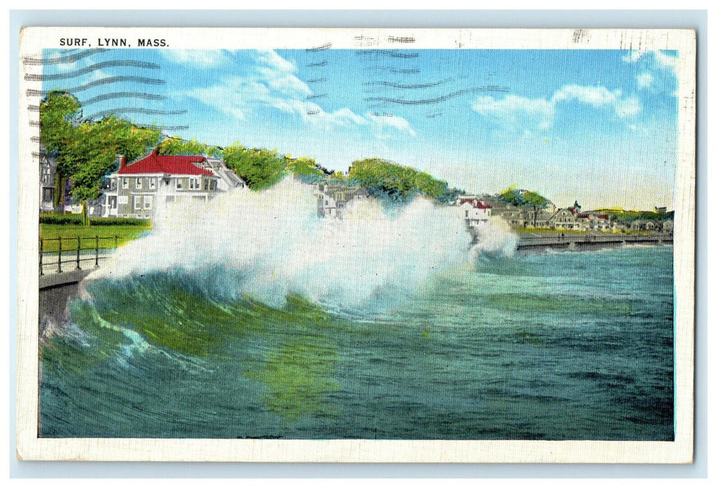 c1930s Surf Scene, Lynn, Massachusetts MA Posted Vintage Postcard