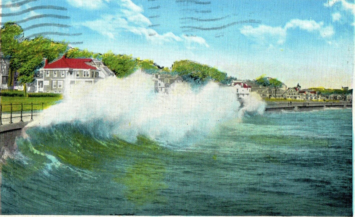 c1930s Surf Scene, Lynn, Massachusetts MA Posted Vintage Postcard