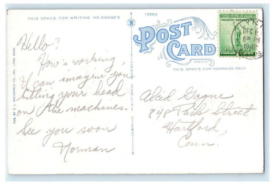 c1930s Surf Scene, Lynn, Massachusetts MA Posted Vintage Postcard