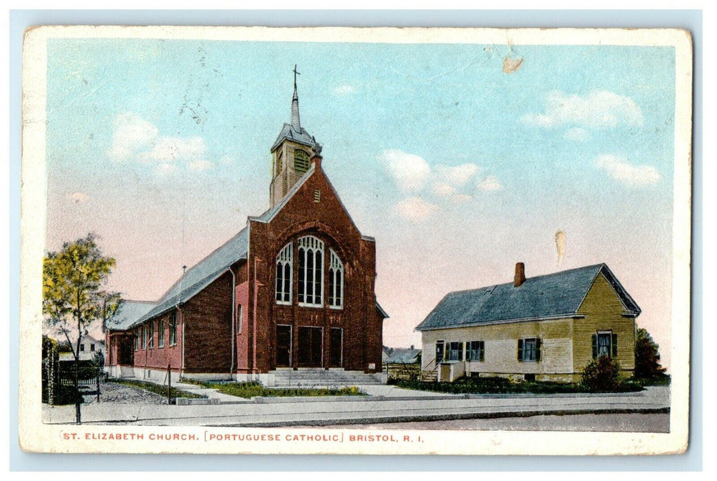 1920 St. Elizabeth Church(Portuguese Catholic) Bristol, Rhode Island RI Postcard