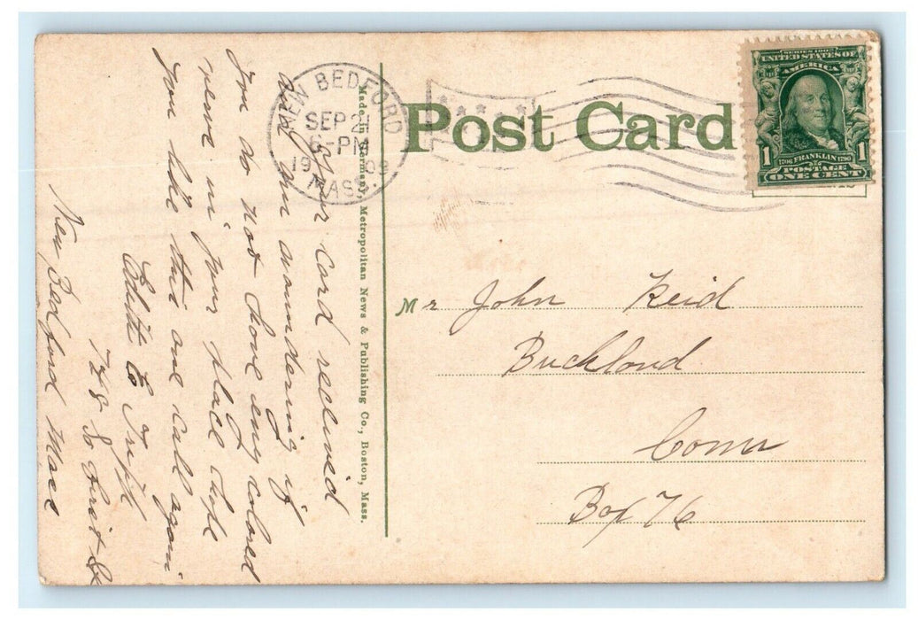 1909 Right Whaling Attaching Chain Bonnett New Bedford Massachusetts MA Postcard