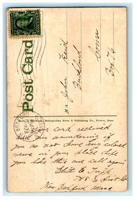 1909 Right Whaling Attaching Chain Bonnett New Bedford Massachusetts MA Postcard
