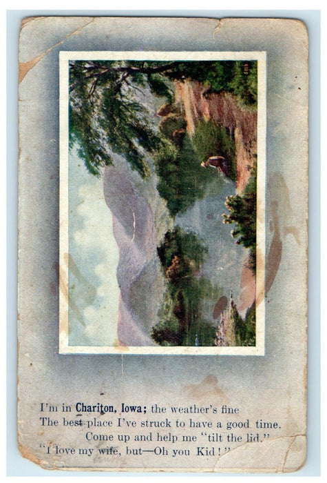 1909 "I Love My Wife" Message, Scene in Chariton Iowa IA Antique Postcard